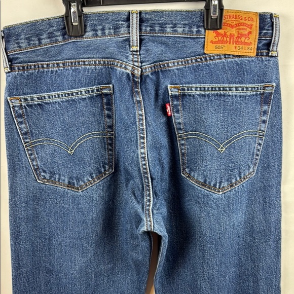 Levi's 505 Classic Men's Straight Leg Blue Jeans Size 34 - Picture 8 of 12